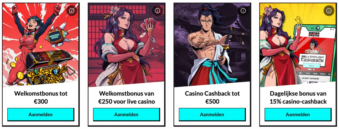 Actuele Manga Casino promoties en casino bonussen