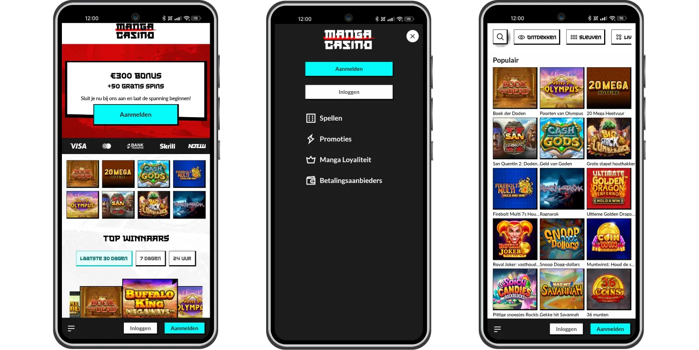 Mobiele casino ervaring op smartphone bij Manga Casino