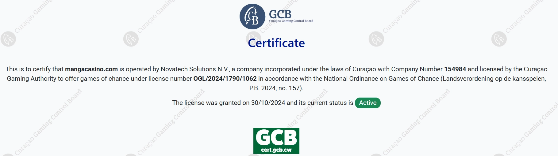 Manga Casino betrouwbaar met officiële licentie